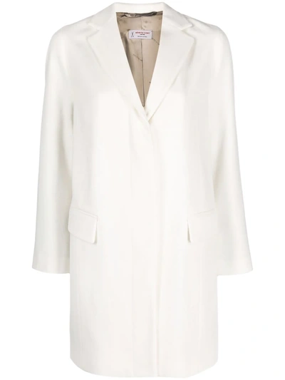 Alberto Biani Buttoned Up Wool Coat In White