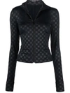 Misbhv Monogram-print Zip-up Top In Black