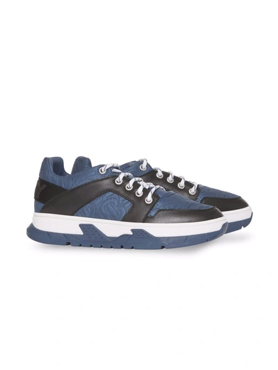 Burberry Kids' Monogram Quilted Low-top Trainers In Blue