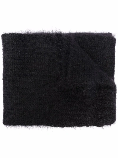 Raf Simons Womens Black Logo-patch Mohair-blend Scarf 1 Size