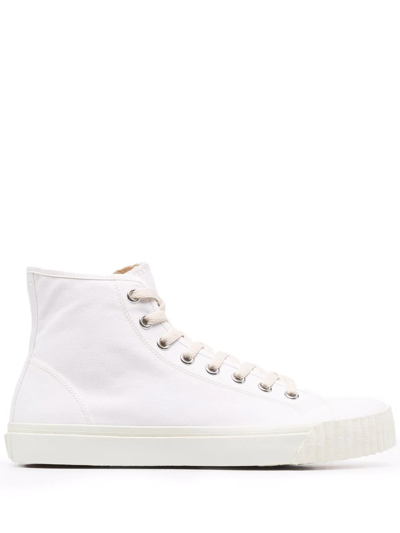 Maison Margiela Logo Print High-top Sneakers In White