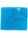 Raf Simons Womens Aqua Logo-patch Mohair-blend Scarf 1 Size In Blue