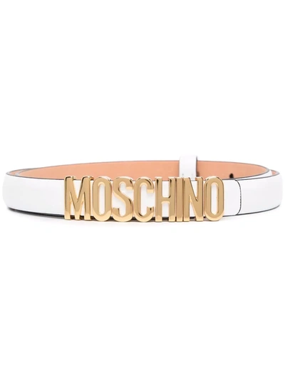 Moschino Logo-lettering Adjustable Belt In White