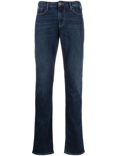 Emporio Armani Mid-rise Straight Leg Jeans In Blue