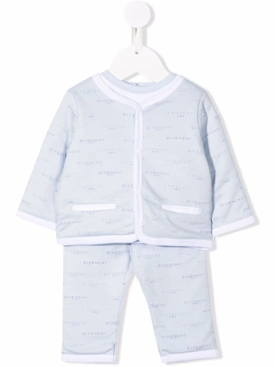 Givenchy Babies' All-over Logo Tracksuit Set In Blue
