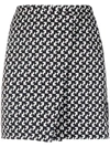 Off-white Abstract-printed Wrap Mini Skirt In Black