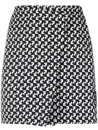 Off-white Abstract-printed Wrap Mini Skirt In Black
