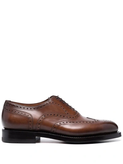 Santoni Lace-up Leather Brogues In Brown
