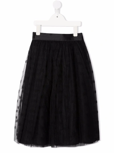 Fendi Kids' Black Cotton Blend Midi Tutu Skirt In Nero