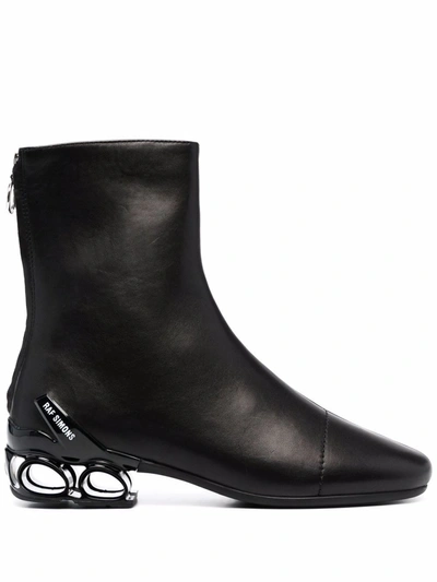 Raf Simons Cycloid-4-2001 Leather Ankle Boots In Black