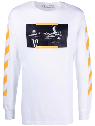 Off-white White Caravaggio Painting Long Sleeve T-shirt In Bianco