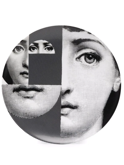 Fornasetti Face-print Plate In Black