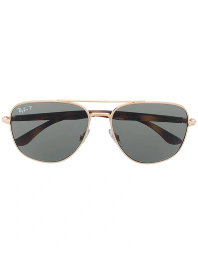 Ray Ban Square Tinted Sunglasses In Gold