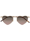 Saint Laurent Gradient Heart-shaped Sunglasses In Gold