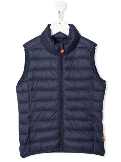 Save The Duck Kids' Quilted Zip-up Gilet In Blue