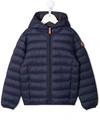Save The Duck Logo-patch Zip-up Padded Jacket In Blue