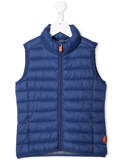 Save The Duck Kids' Quilted Zip-up Gilet In Blue