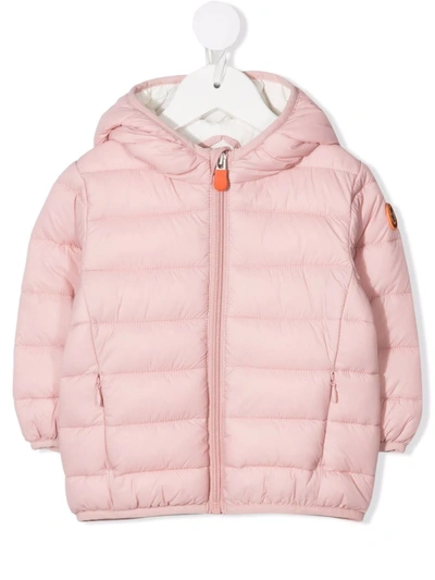 Save The Duck Babies' Sleeve-patch Padded Hooed Jacket In Pink