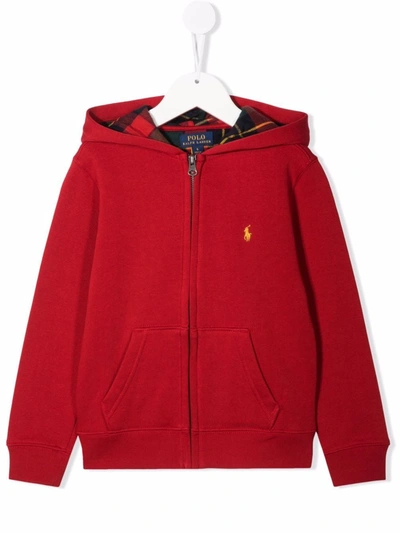 Ralph Lauren Kids' Embroidered Polo Pony Hoodie In Red