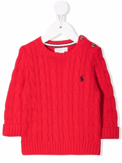 Ralph Lauren Babies' Cable Knit Jumper In Red