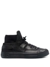 Ferragamo High-top Leather Sneakers In Black