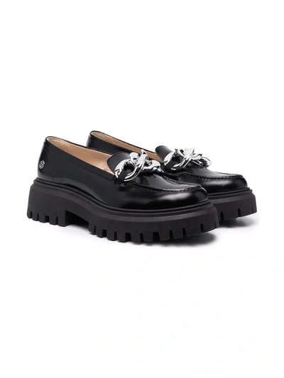 Florens Teen Chain-link Detail Loafers In Black