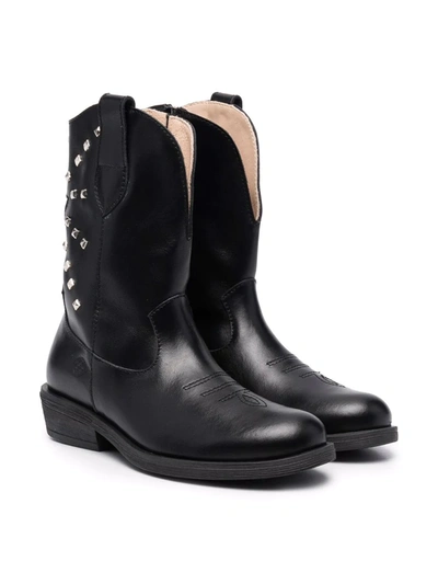 Florens Kids' Stud-embellished Leather Boots In Black