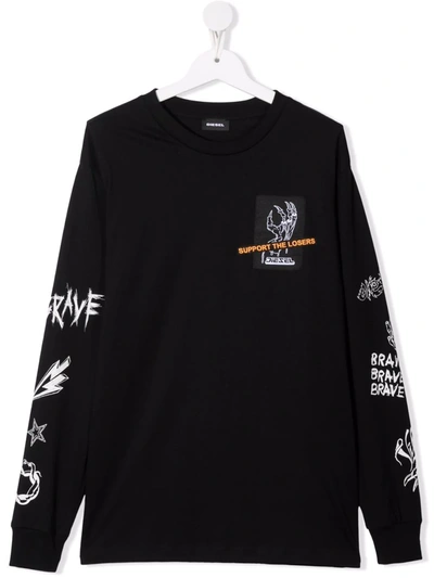 Diesel Kids' Graffiti Sweatshirt In Black
