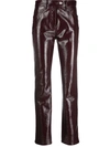 Courrèges Faux Leather Slim-fit Trousers In Red