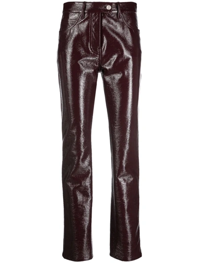 Courrèges Faux Leather Slim-fit Trousers In Red