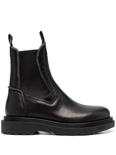 Buttero Black Leather Chealsea Boots In 黑色