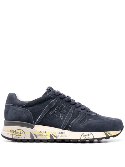 Premiata Lander Low-top Leather Trainers In Blue