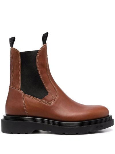 Buttero Leather Chelsea Boots In Brown