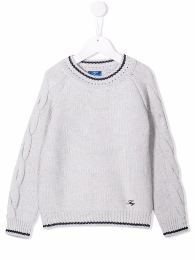 Fay Kids' Cable Knit Detail Jumper In Neutrals