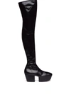 Prada Stretch Napa Over-the Knee Platform Boots In Black
