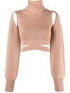 Adamo Ribbed-knit Roll-neck Jumper In Pink
