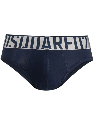 Dsquared2 Contrast Logo-waistband Briefs In Blue