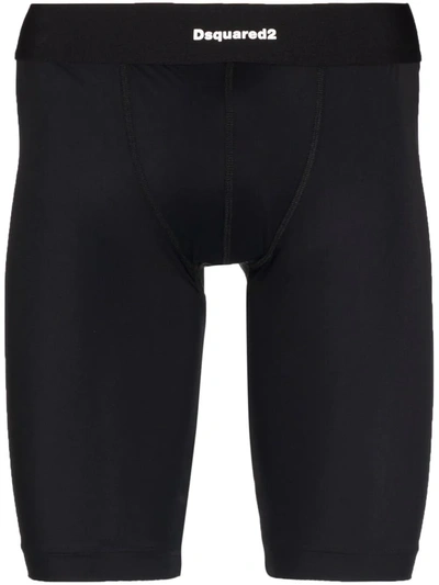 Dsquared2 Logo Waistband Thermal Leggings In Black