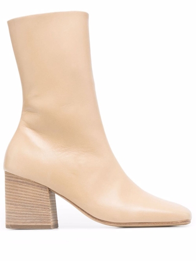 Marsèll Pinnetta Square-toe Ankle Boots In Biscuit
