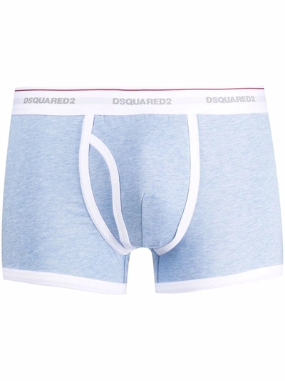 Dsquared2 Logo Waistband Cotton Boxers In Blue