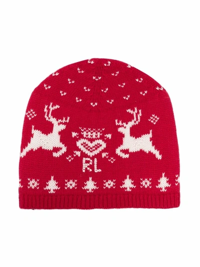 Polo Ralph Lauren Kids' Baby Girl's Fair Isle Cotton-blend Hat In Red
