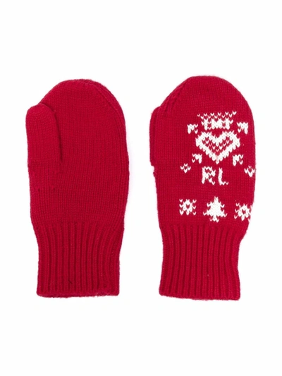 Ralph Lauren Babies' Fair Isle Cotton-blend Mittens In Red