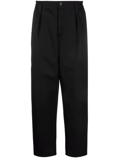 Marni Gabardine Cotton Cropped Trousers In Black