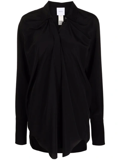 Patou Ruched-detail Shirt In Black