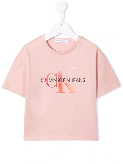 Calvin Klein Logo-print Cotton T-shirt In Pink