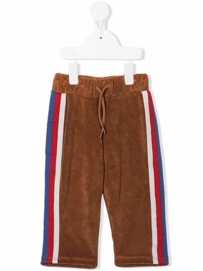 Mini Rodini Babies' Terry-cloth Track Trousers In Brown