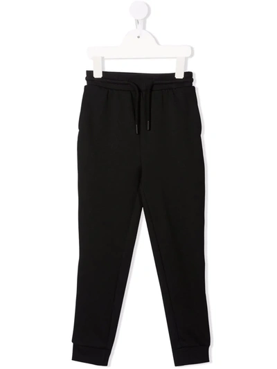 Calvin Klein Kids' Logo-tape Drawstring-waist Track Trousers In Black
