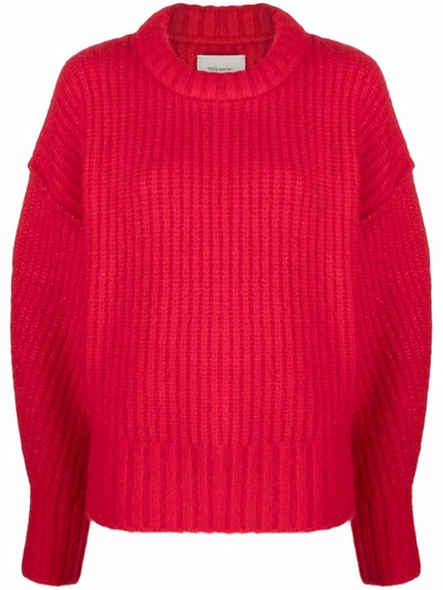 Holzweiler Selje Ribbed-knit Sweater In Red