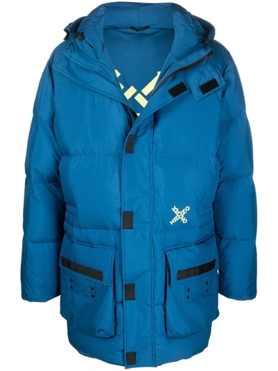 Kenzo Padded Hooded Coat In Blue