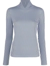 XACUS RIBBED-KNIT MOCK NECK TOP